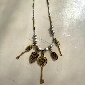 LUCKY BRAND - Silver and gold keys long necklace